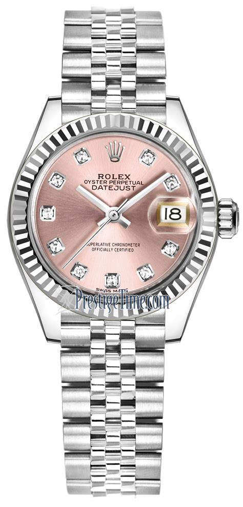 womens silver rolex pink face|Rolex 279174 Datejust ladies watch.